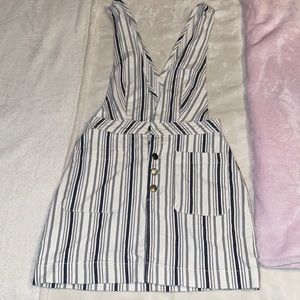 Free People crisscross overall striped denim dress
